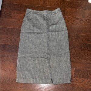 F by Façonnable Herringbone Black and White Women's Wool & Cashmere Pencil Skirt